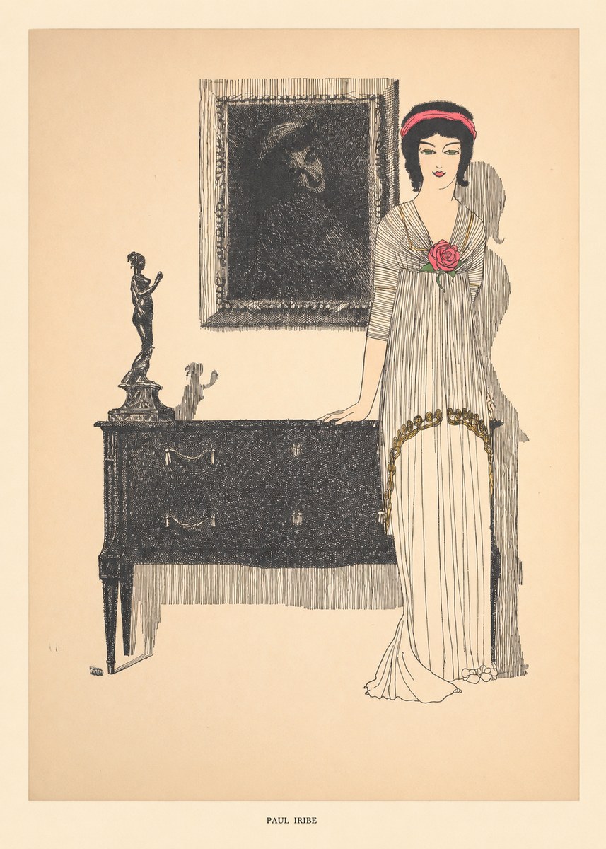 Paul Iribe Woman with Rose No5 - Juliste