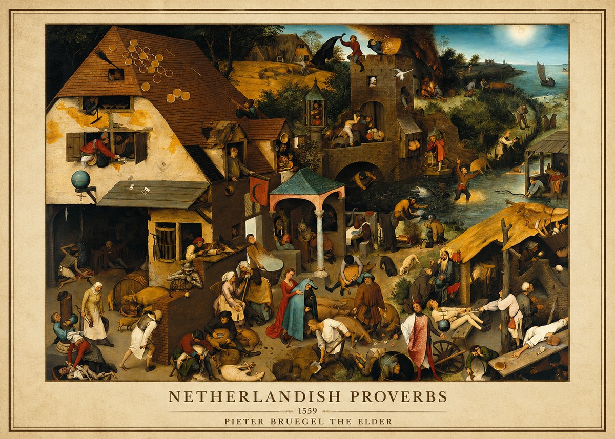Pieter Bruegel The Netherlandish Proverbs I No3 - Juliste