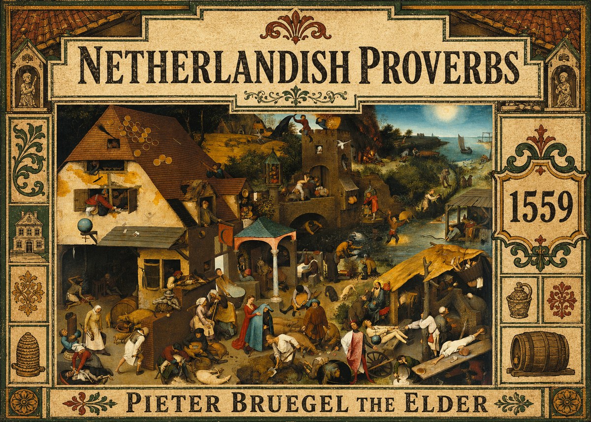 Pieter Bruegel The Netherlandish Proverbs I No5 - Juliste