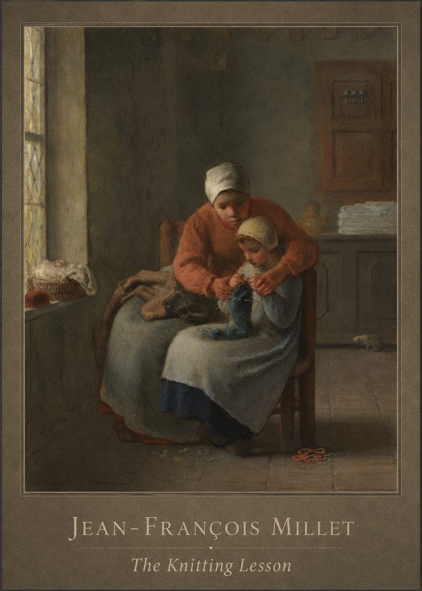 Jean-François Millet The Knitting Lesson II No1 - Juliste