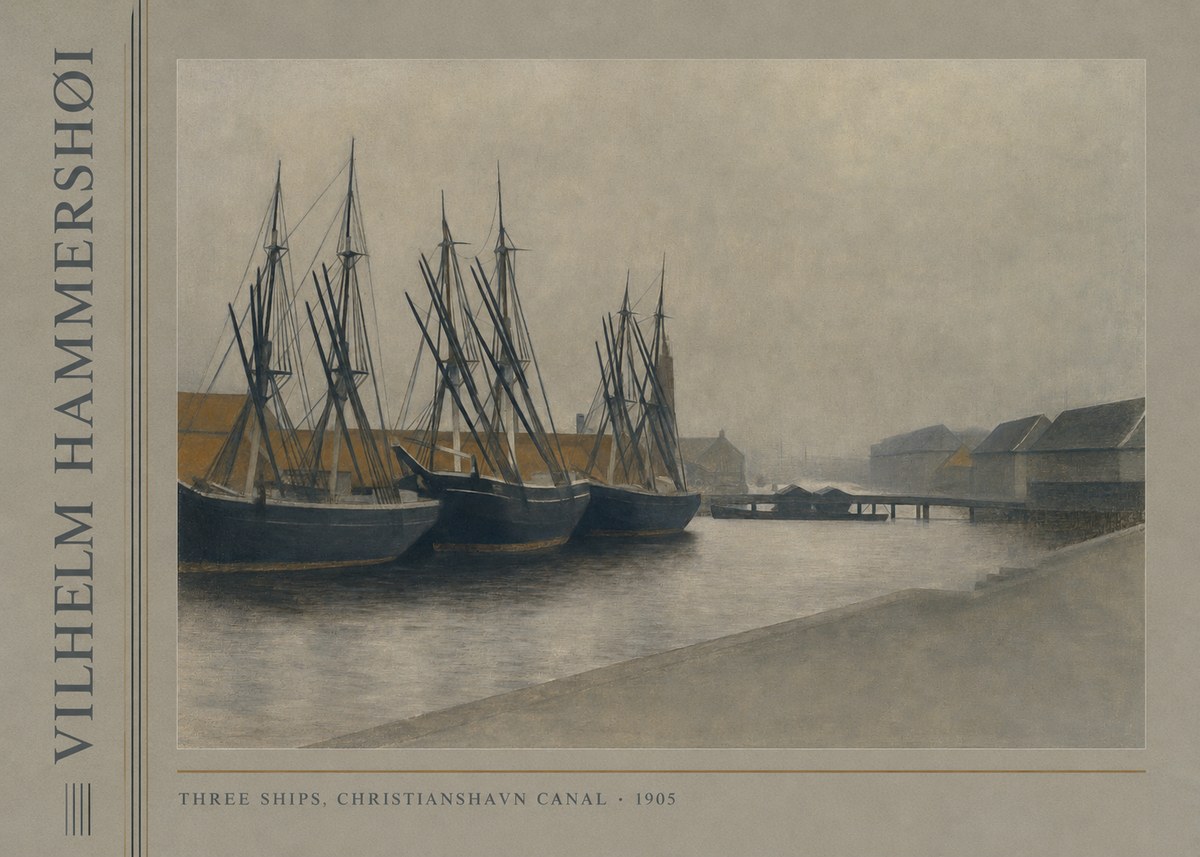 Vilhelm Hammershøi Three Ships, Christianshavn Canal No2 - Juliste