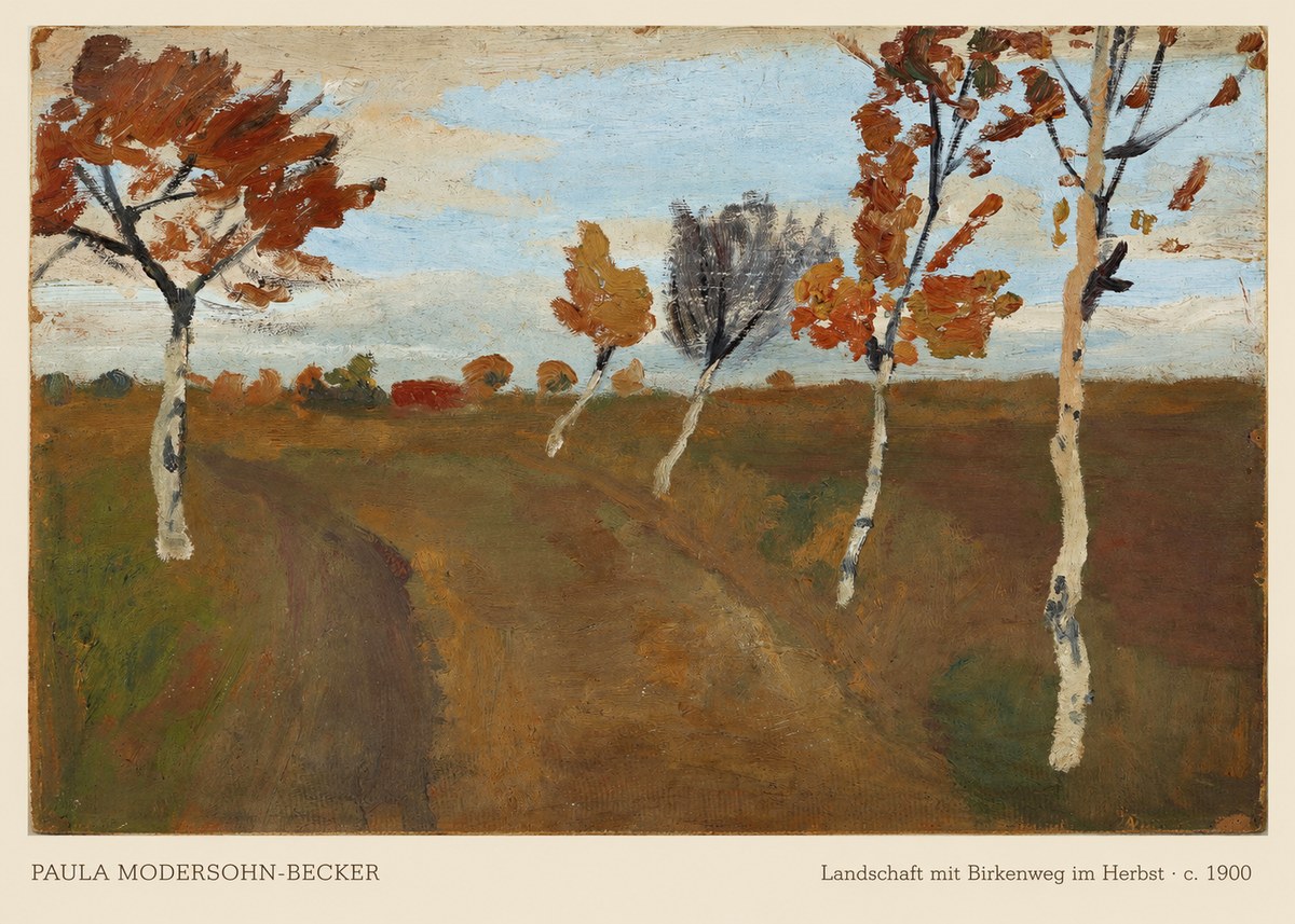Paula Modersohn-Becker Landschaft Mit Birkenweg Im Herbst No6 - Juliste