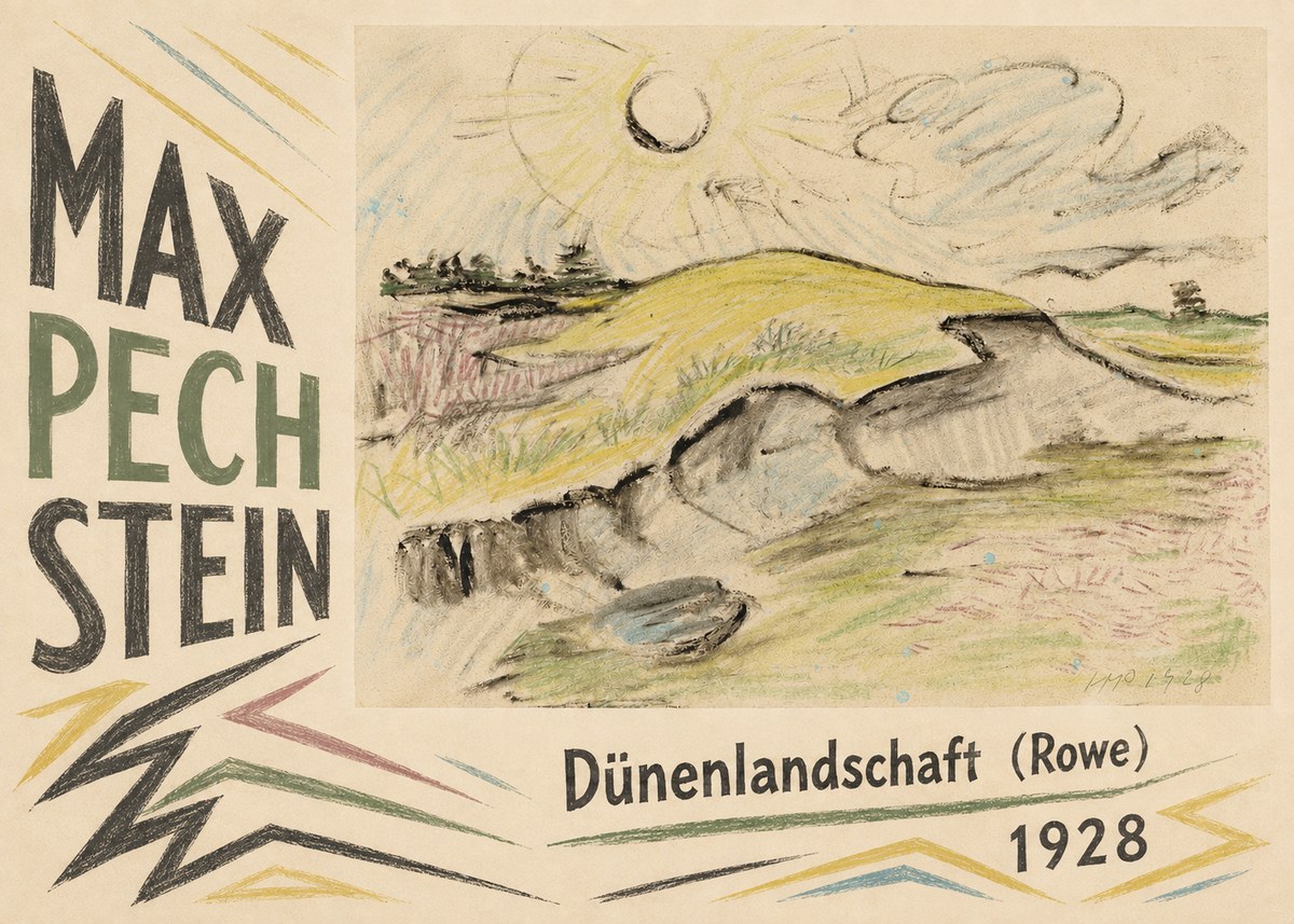 Max Pechstein Dünenlandschaft (Rowe) No4 - Juliste