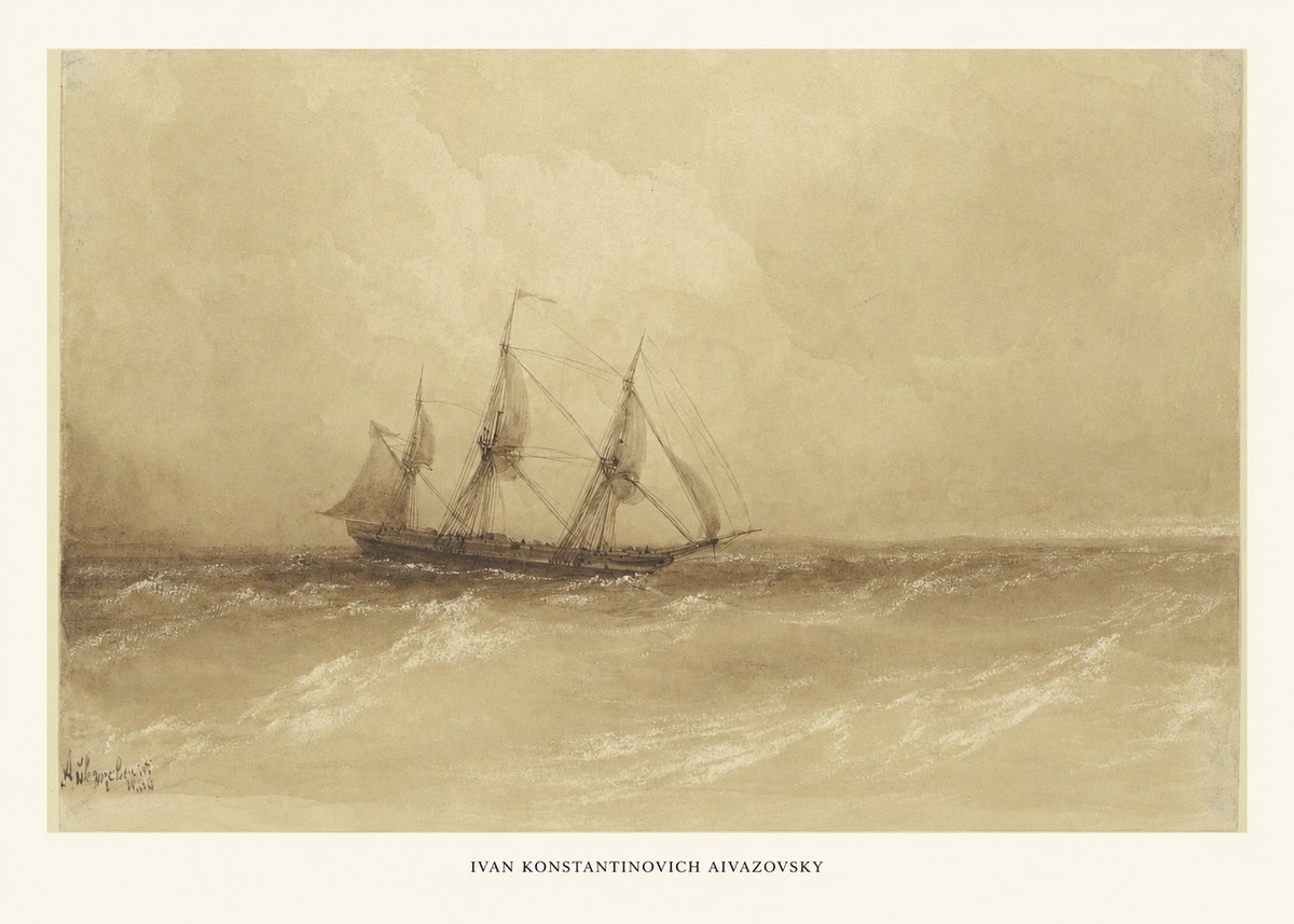 Ivan Konstantinovich Aivazovsky Sailing Ship, 1843 No6 - Juliste