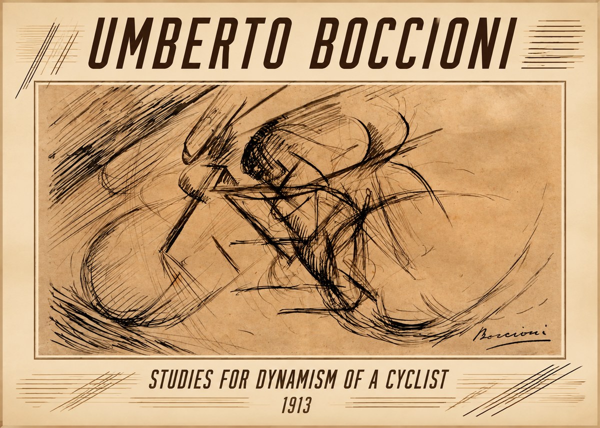 Umberto Boccioni Studies for Dynamism of a Cyclist No1 - Juliste