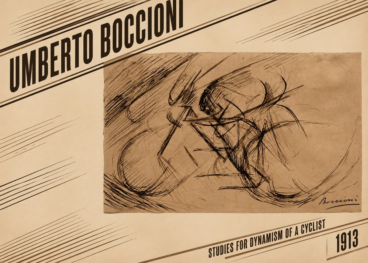 Umberto Boccioni Studies for Dynamism of a Cyclist No2 - Juliste