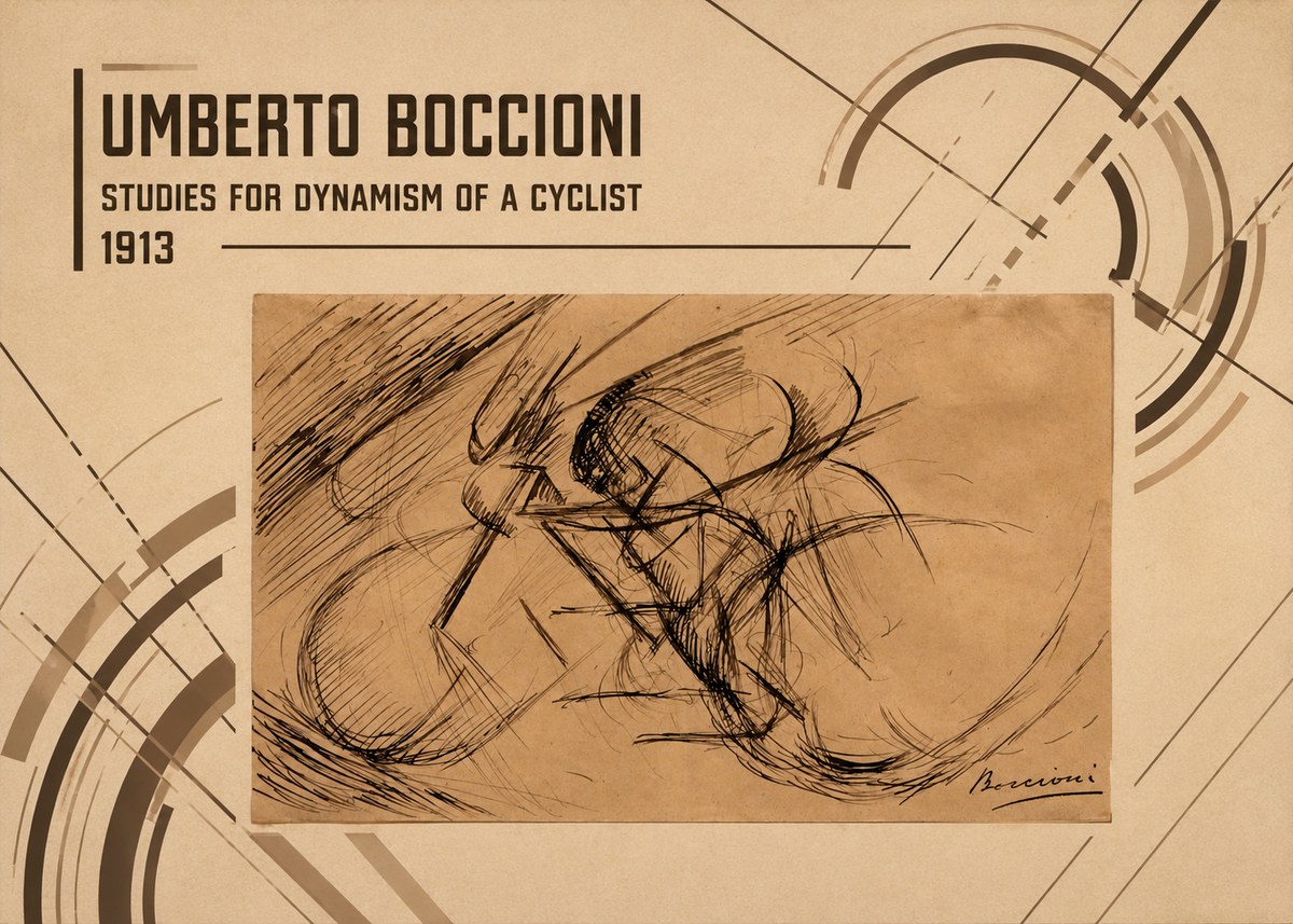 Umberto Boccioni Studies for Dynamism of a Cyclist No3 - Juliste