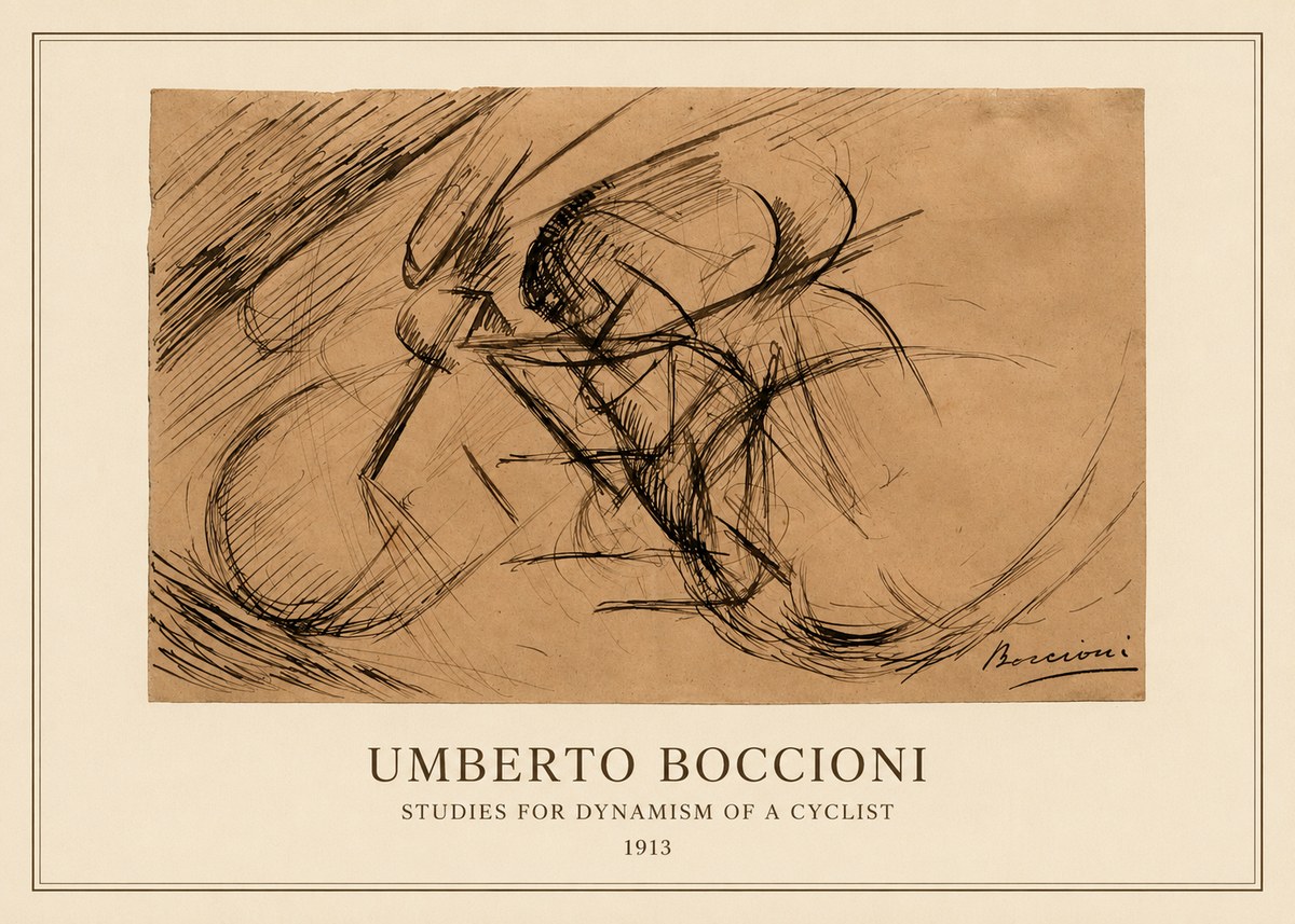 Umberto Boccioni Studies for Dynamism of a Cyclist No4 - Juliste