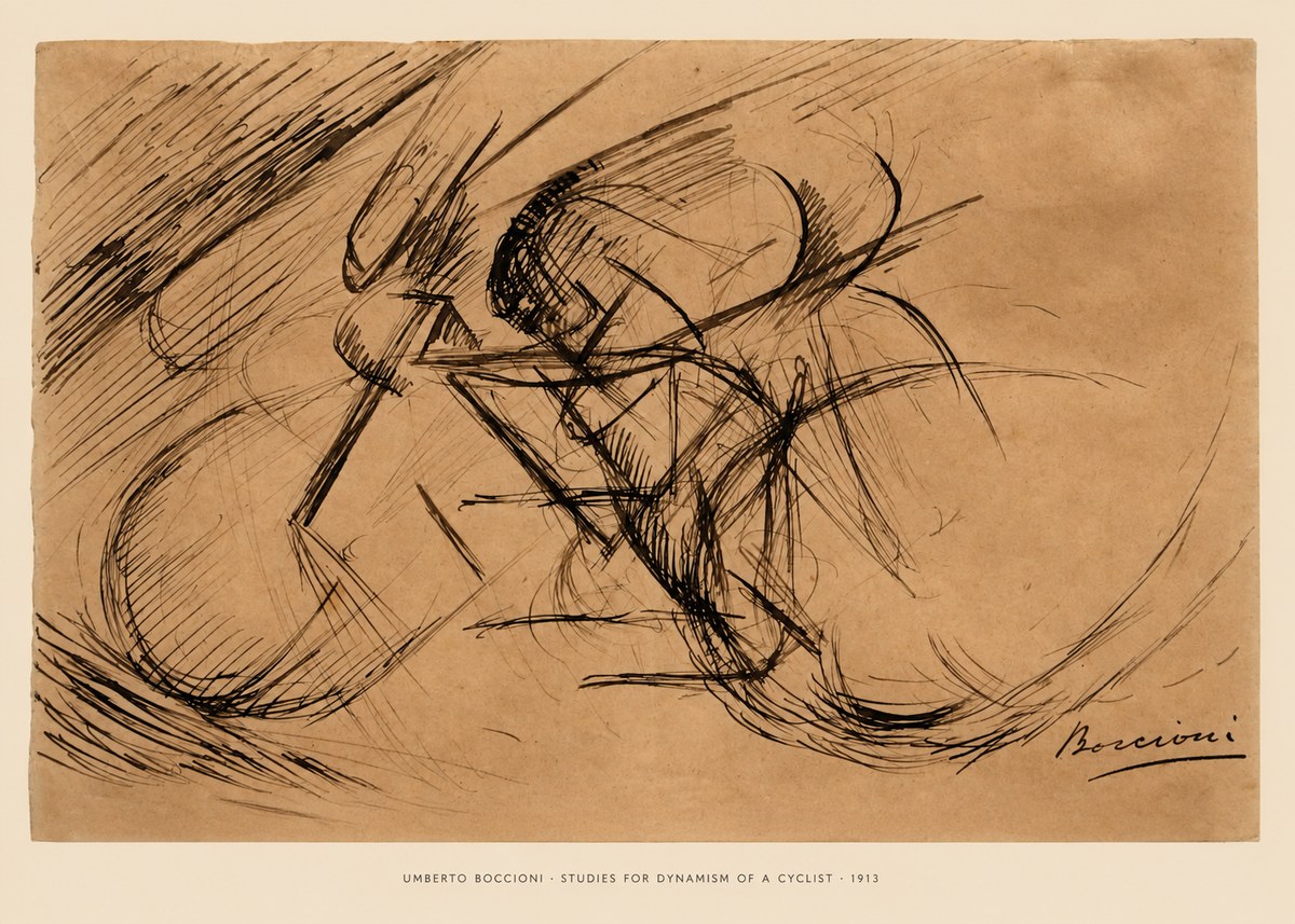 Umberto Boccioni Studies for Dynamism of a Cyclist No6 - Juliste
