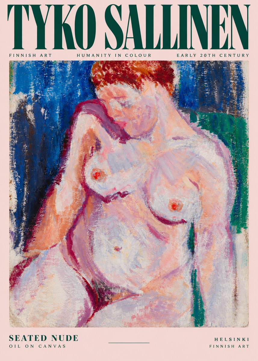 Tyko Sallinen Seated Nude No5 - Juliste