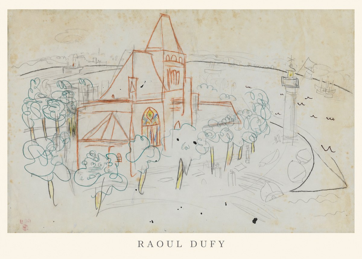 Raoul Dufy Coastal Church and Lighthouse No6 - Juliste