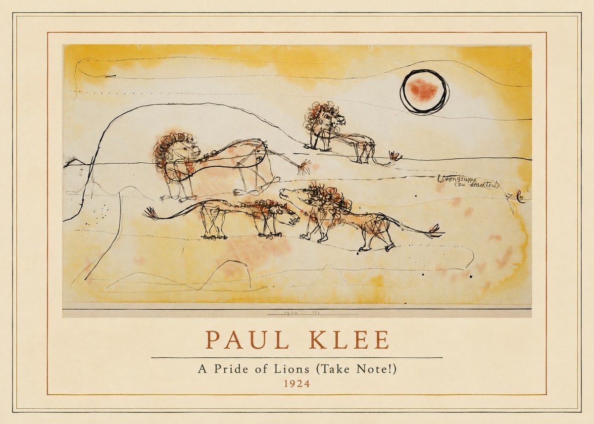 Paul Klee A Pride of Lions (Take Note!) No4 - Juliste