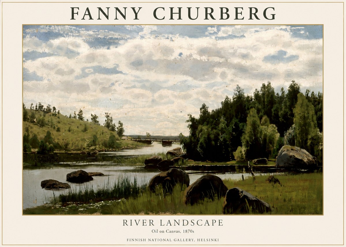 Fanny Churberg River Landscape No1 - Juliste