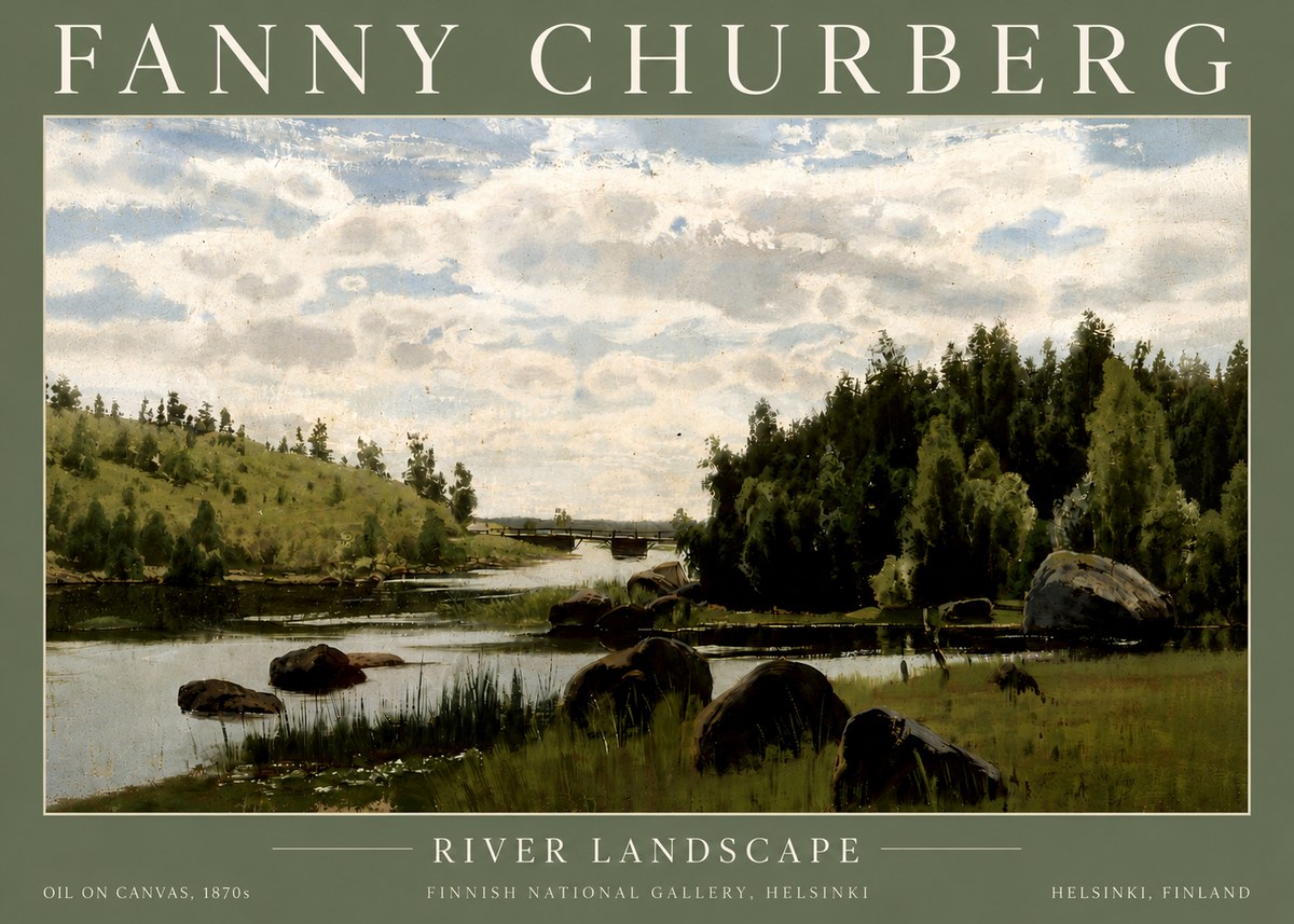 Fanny Churberg River Landscape No4 - Juliste
