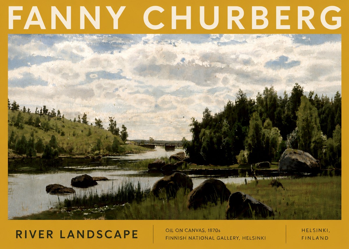 Fanny Churberg River Landscape No5 - Juliste