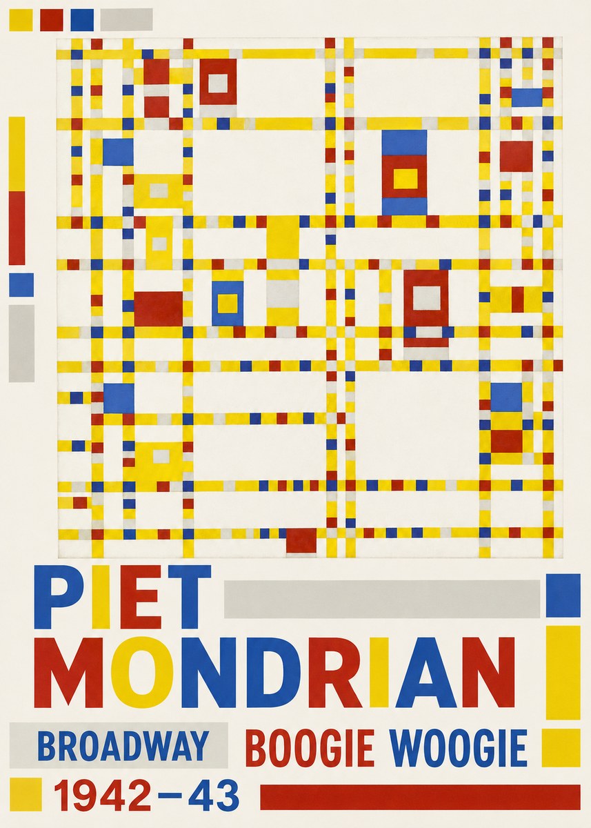 Piet Mondrian Broadway Boogie Woogie No5 - Juliste