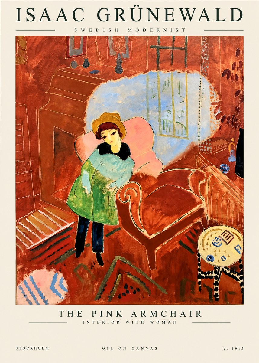Isaac Grünewald Interior with Young Girl No2 - Juliste