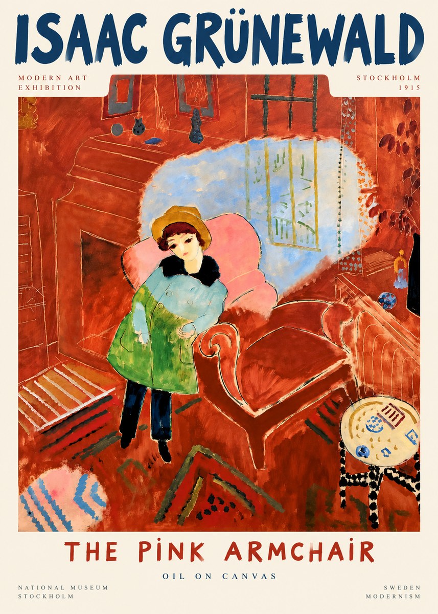 Isaac Grünewald Interior with Young Girl No5 - Juliste
