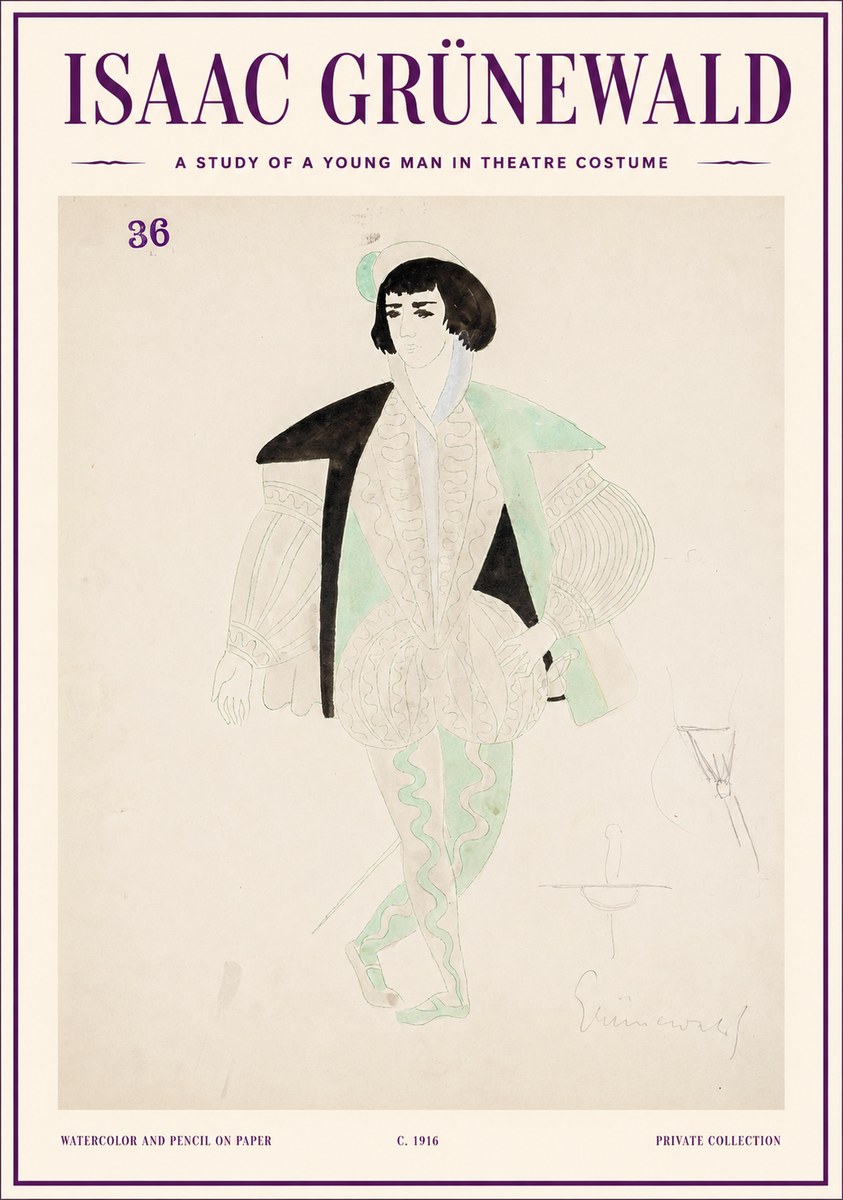 Isaac Grünewald A Study of a Young Man in Theatre Costume No1 - Juliste