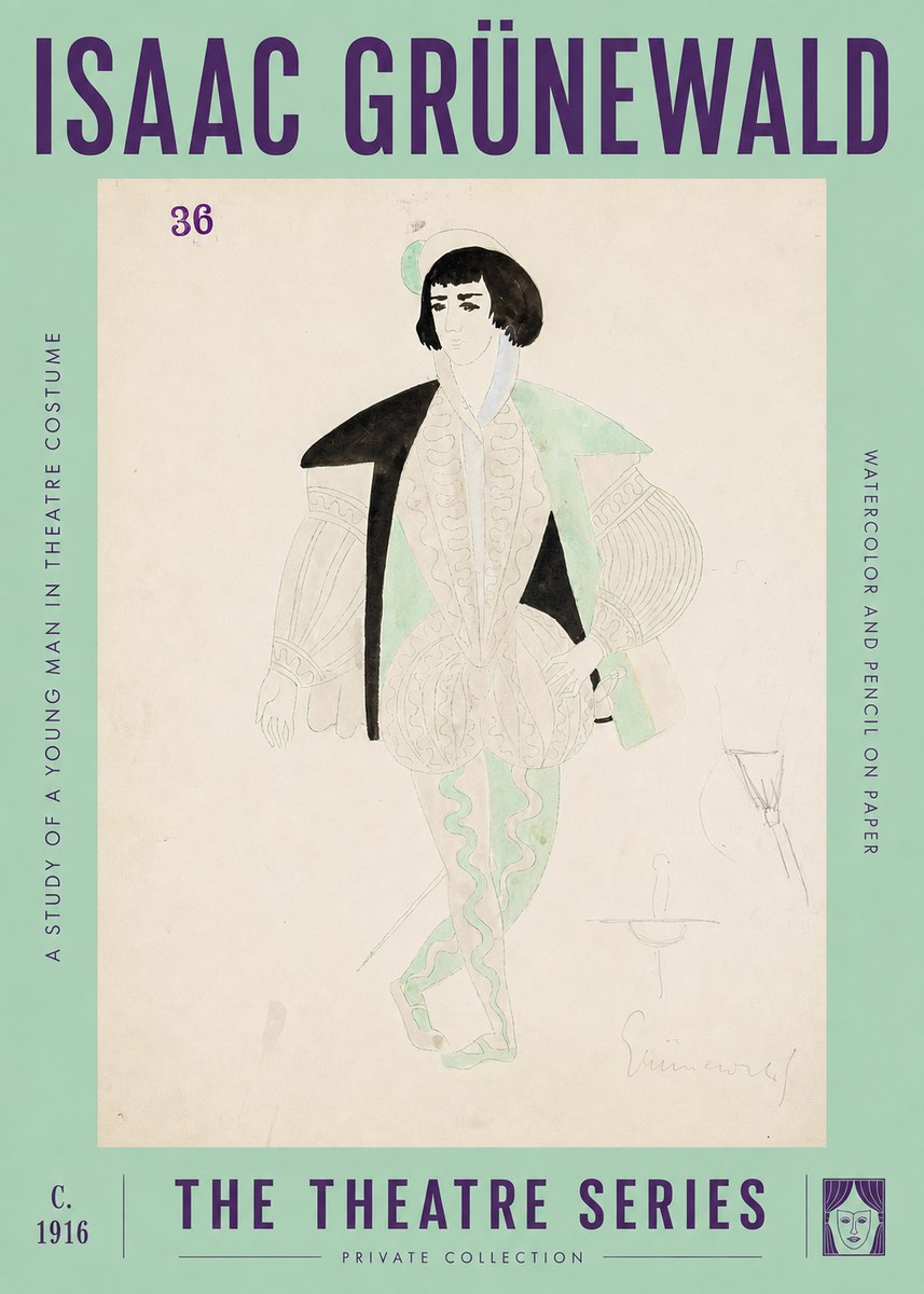 Isaac Grünewald A Study of a Young Man in Theatre Costume No2 - Juliste
