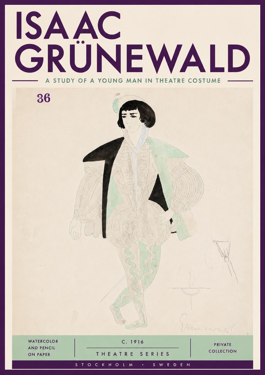 Isaac Grünewald A Study of a Young Man in Theatre Costume No4 - Juliste