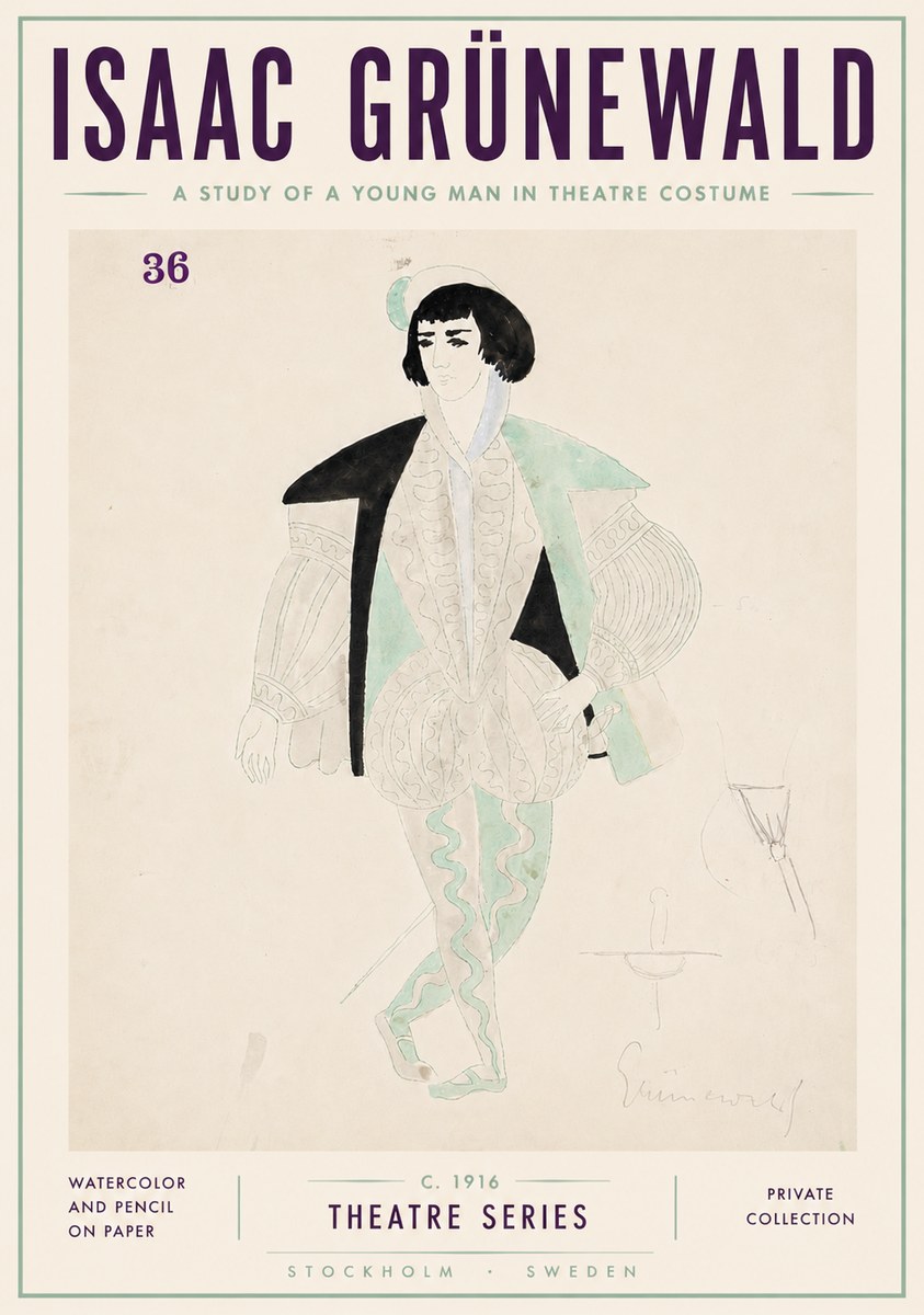 Isaac Grünewald A Study of a Young Man in Theatre Costume No6 - Juliste