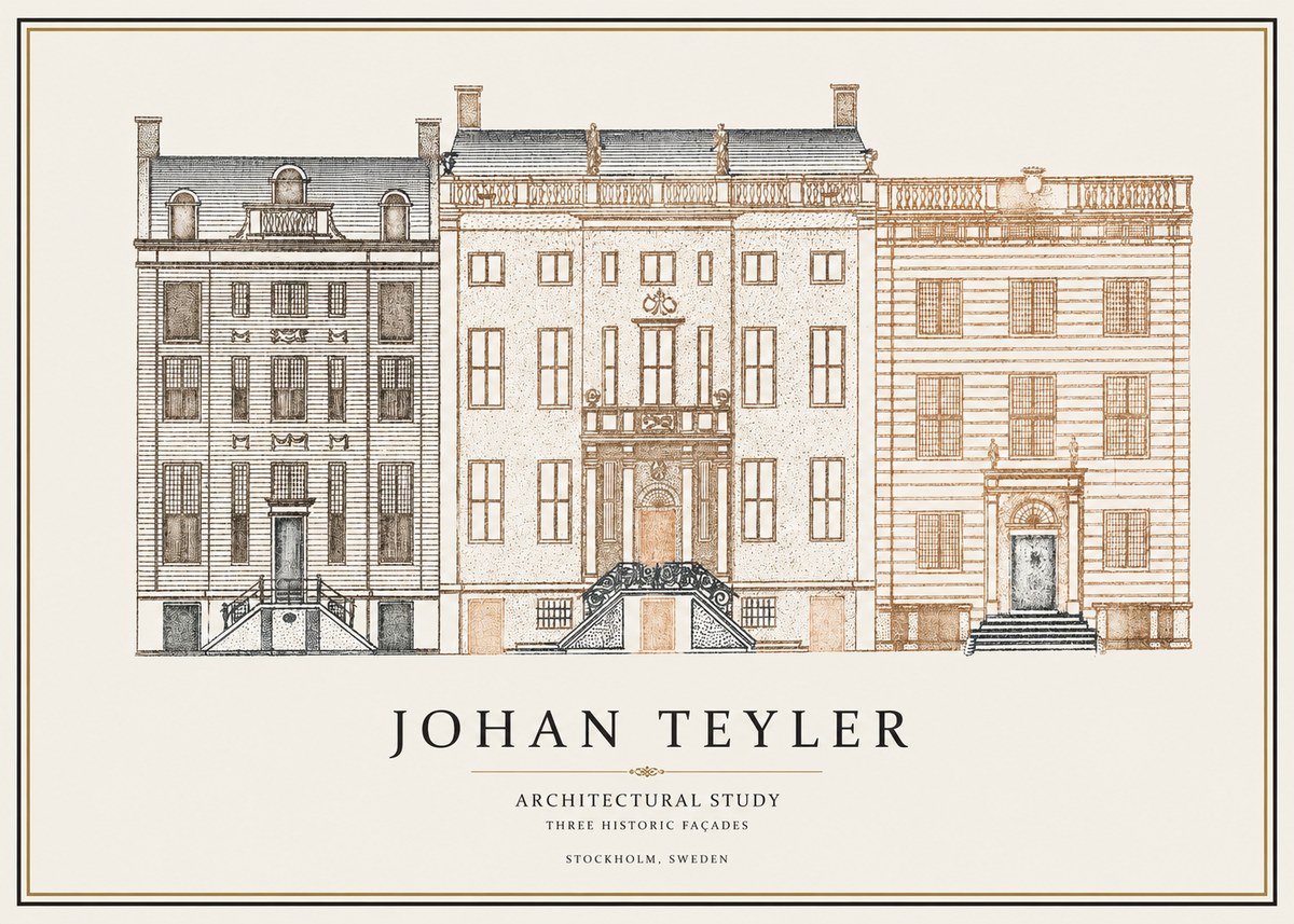 Johan Teyler Architectural Study - Three Historic Façades No1 - Juliste