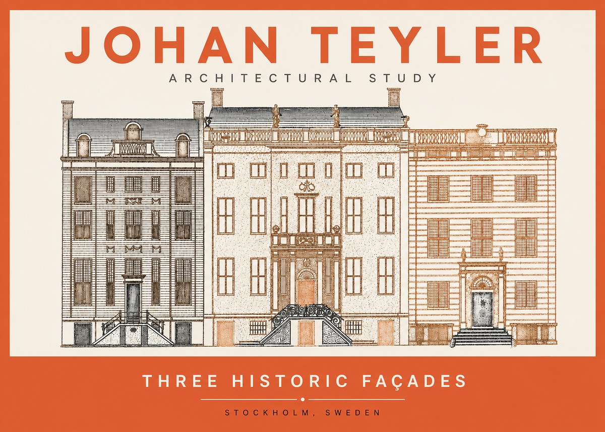 Johan Teyler Architectural Study - Three Historic Façades No2 - Juliste