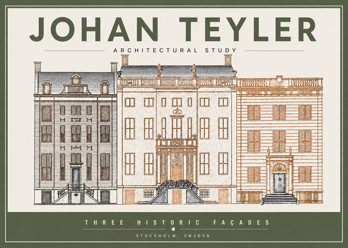 Johan Teyler Architectural Study - Three Historic Façades No3 - Juliste