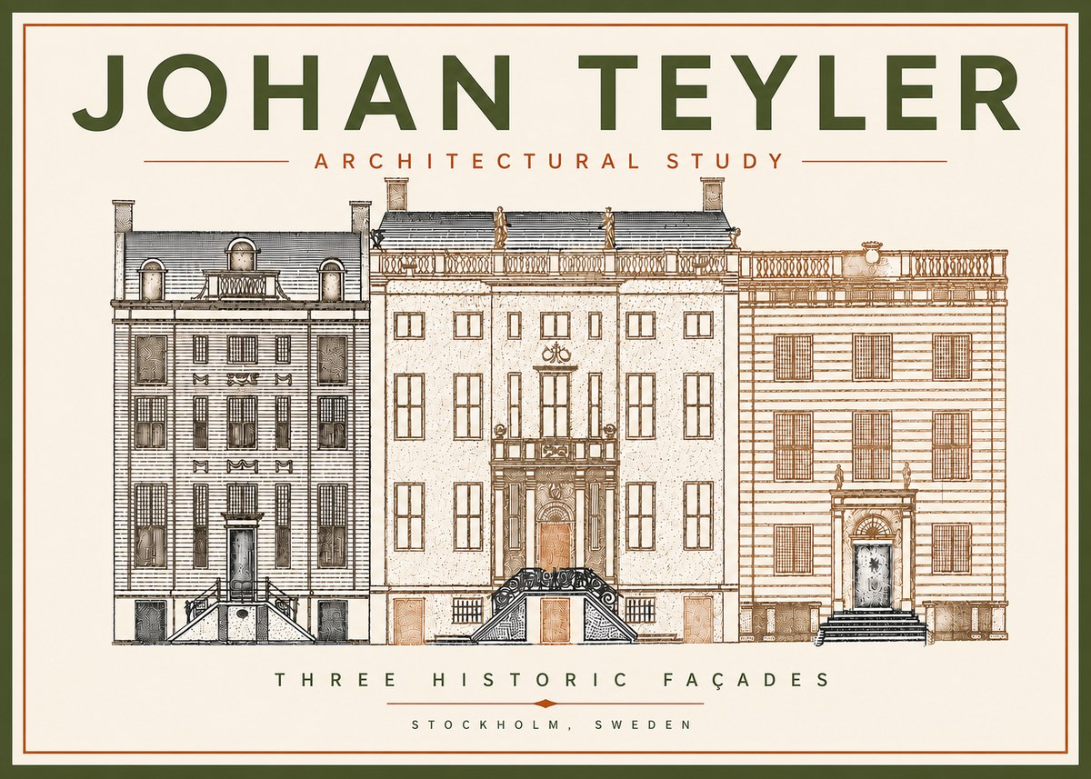 Johan Teyler Architectural Study - Three Historic Façades No5 - Juliste