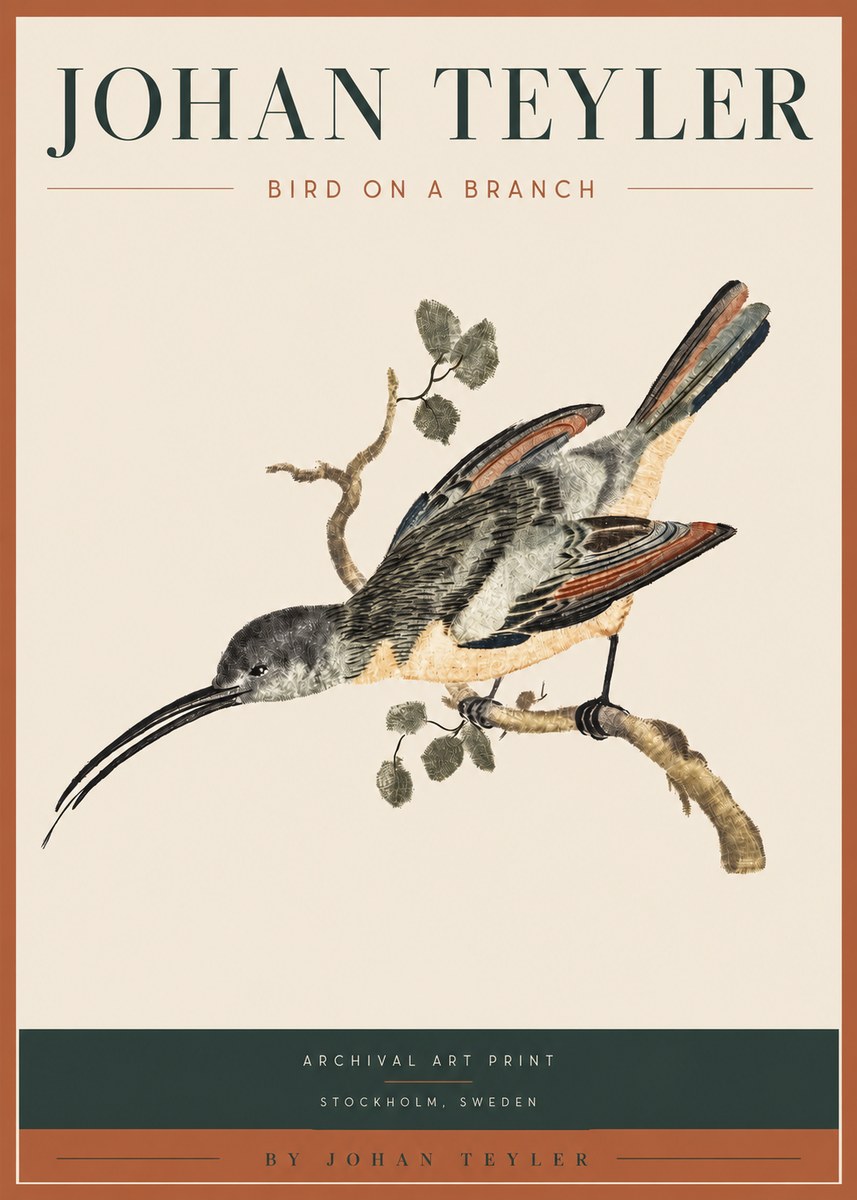Johan Teyler Bird on a Branch No3 - Juliste