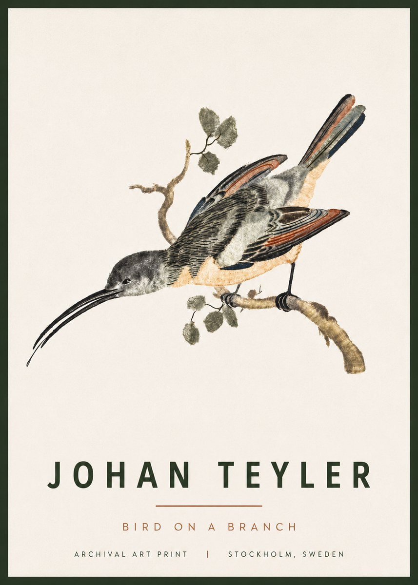 Johan Teyler Bird on a Branch No4 - Juliste