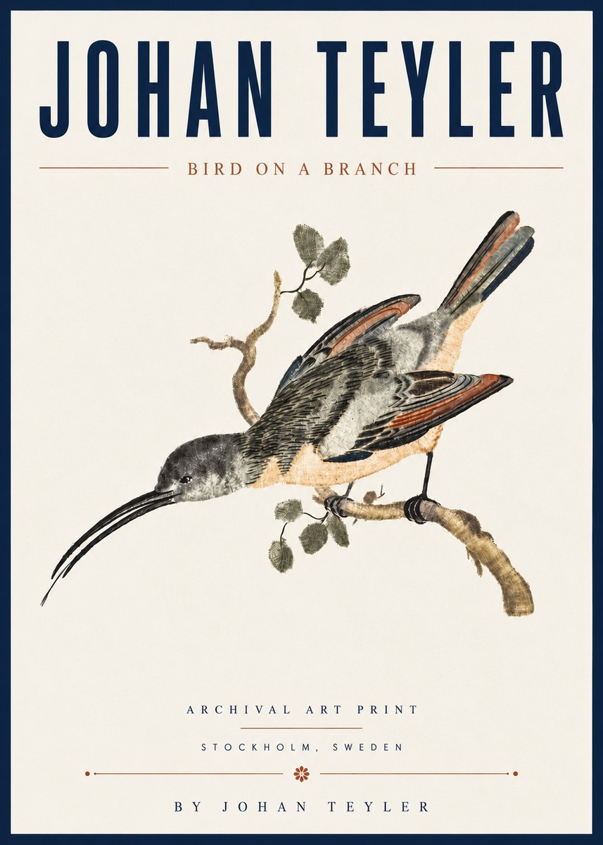 Johan Teyler Bird on a Branch No6 - Juliste