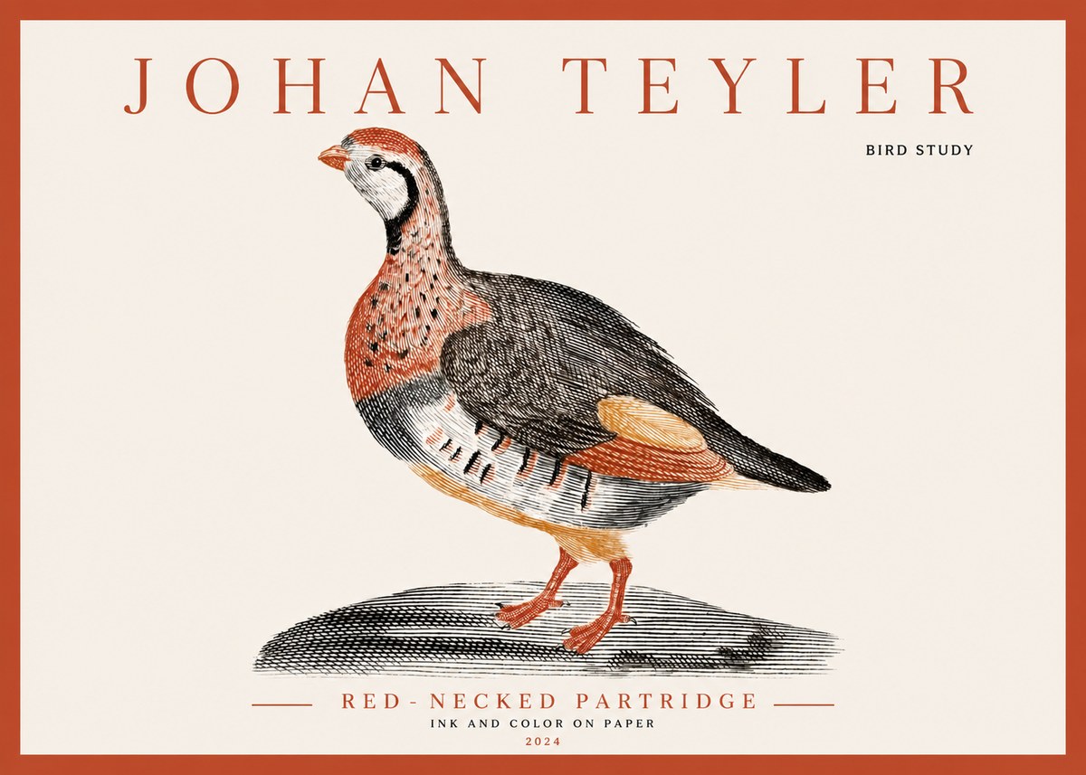 Johan Teyler Red-necked Partridge No3 - Juliste