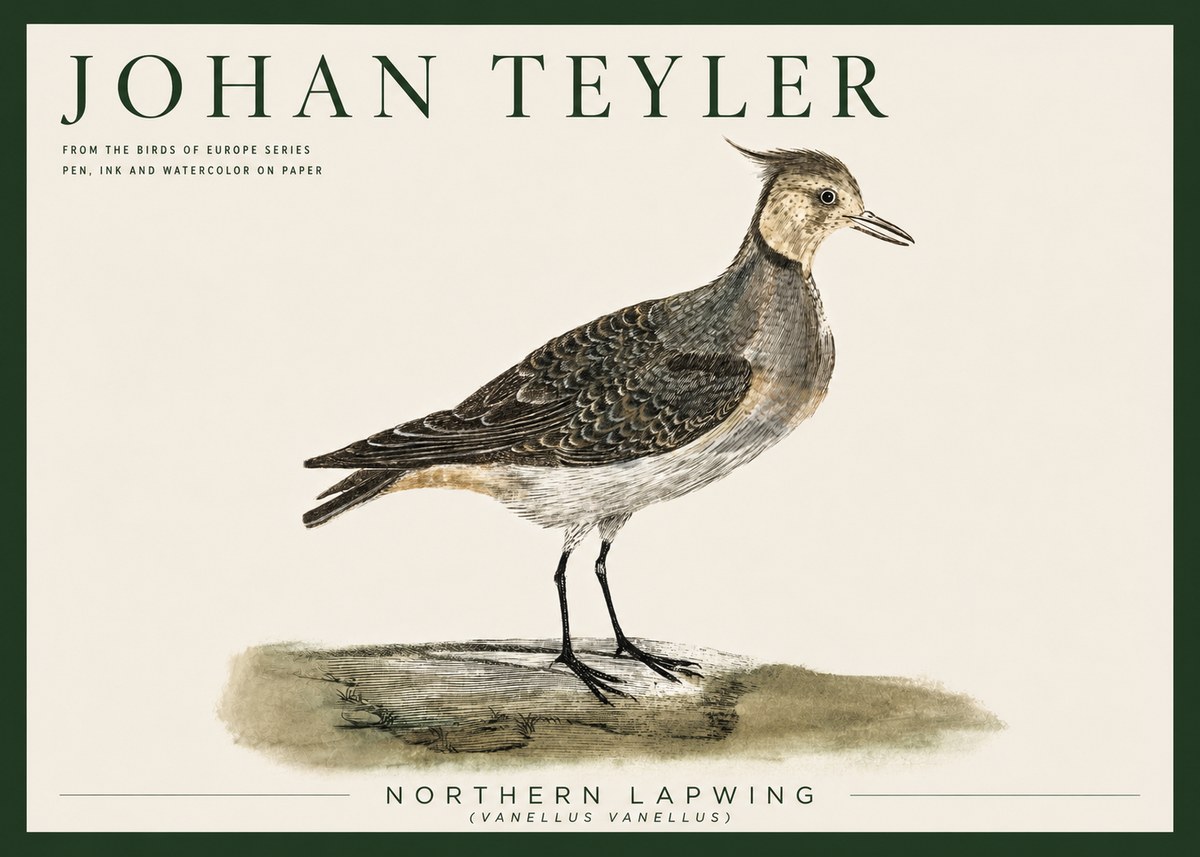 Johan Teyler Northern Lapwing (Vanellus Vanellus) No5 - Juliste