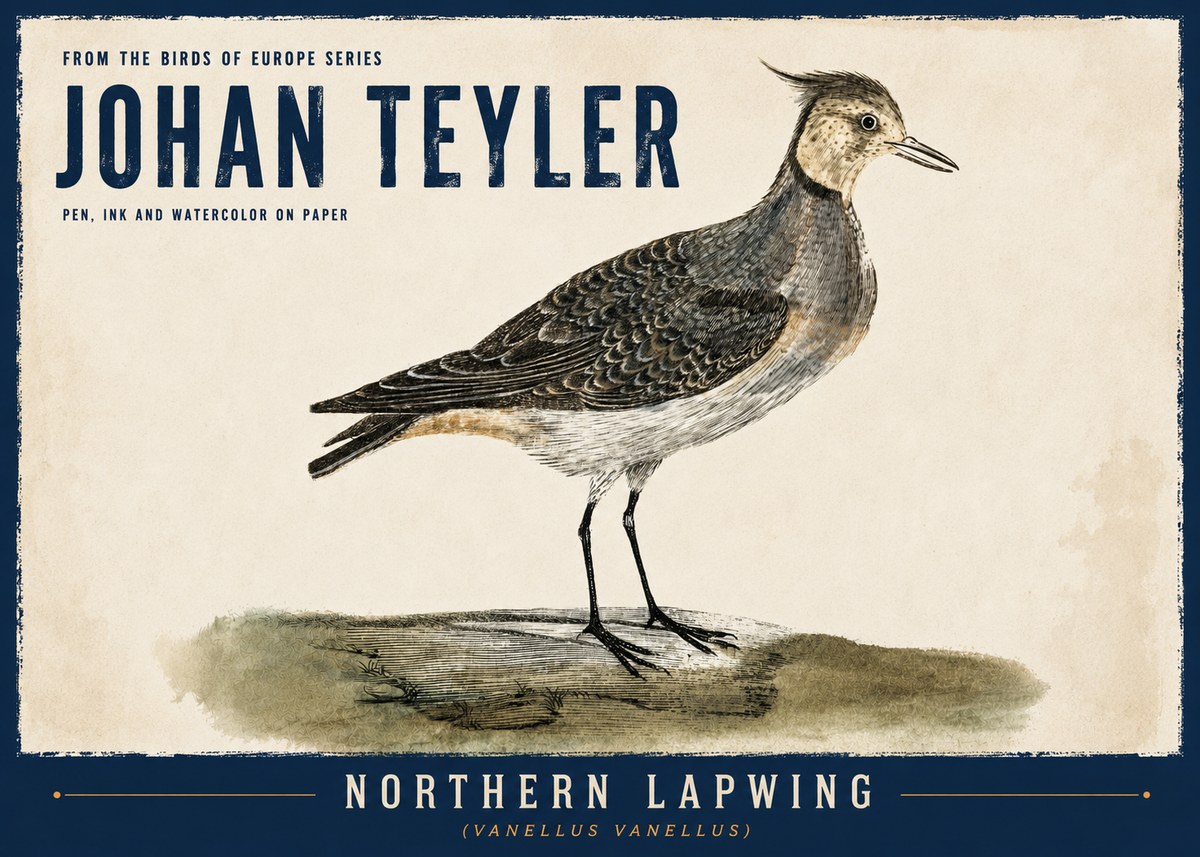 Johan Teyler Northern Lapwing (Vanellus Vanellus) No6 - Juliste
