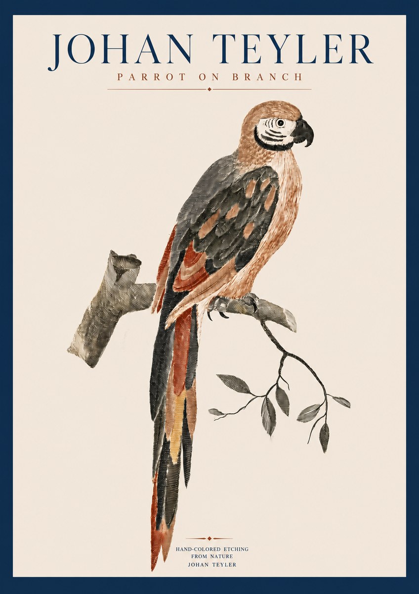 Johan Teyler Parrot on Branch No3 - Juliste