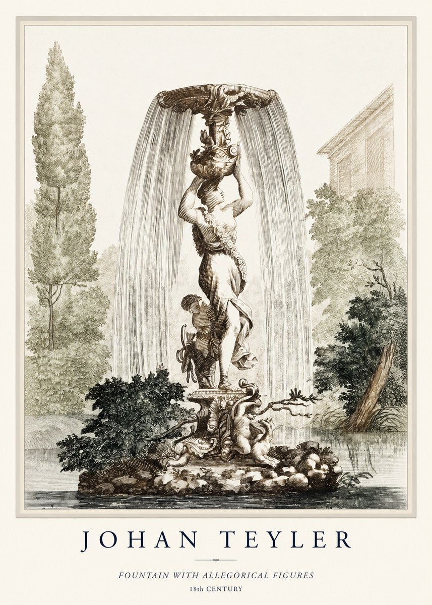 Johan Teyler Fountain with Allegorical Figures No1 - Juliste