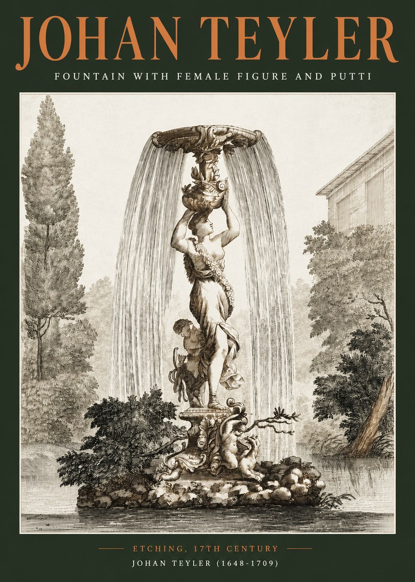 Johan Teyler Fountain with Allegorical Figures No3 - Juliste