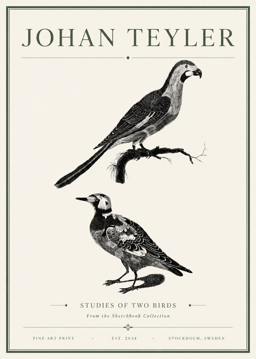 Johan Teyler Birds - Study of Two Species No6 - Juliste