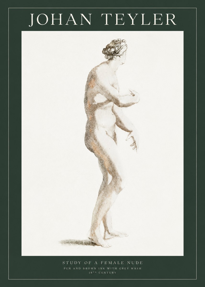 Johan Teyler Study of a Female Nude No1 - Juliste