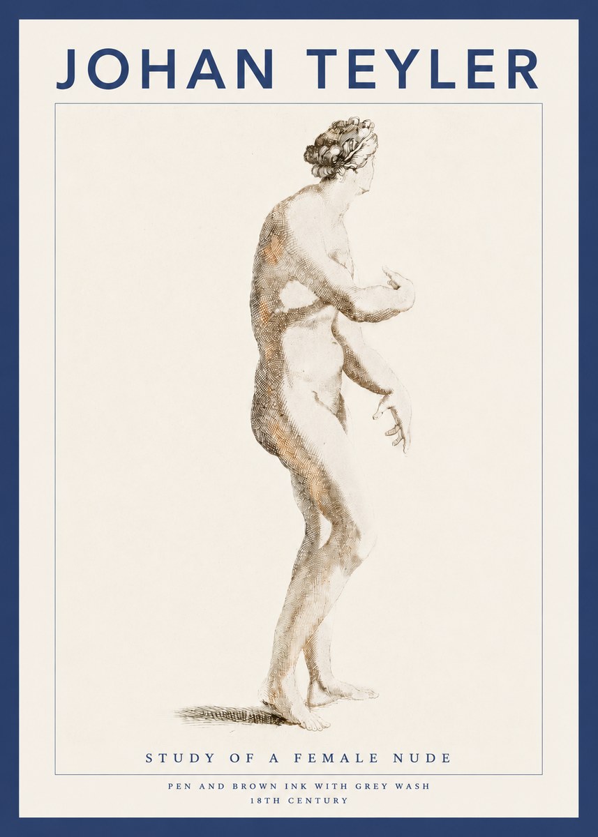 Johan Teyler Study of a Female Nude No3 - Juliste