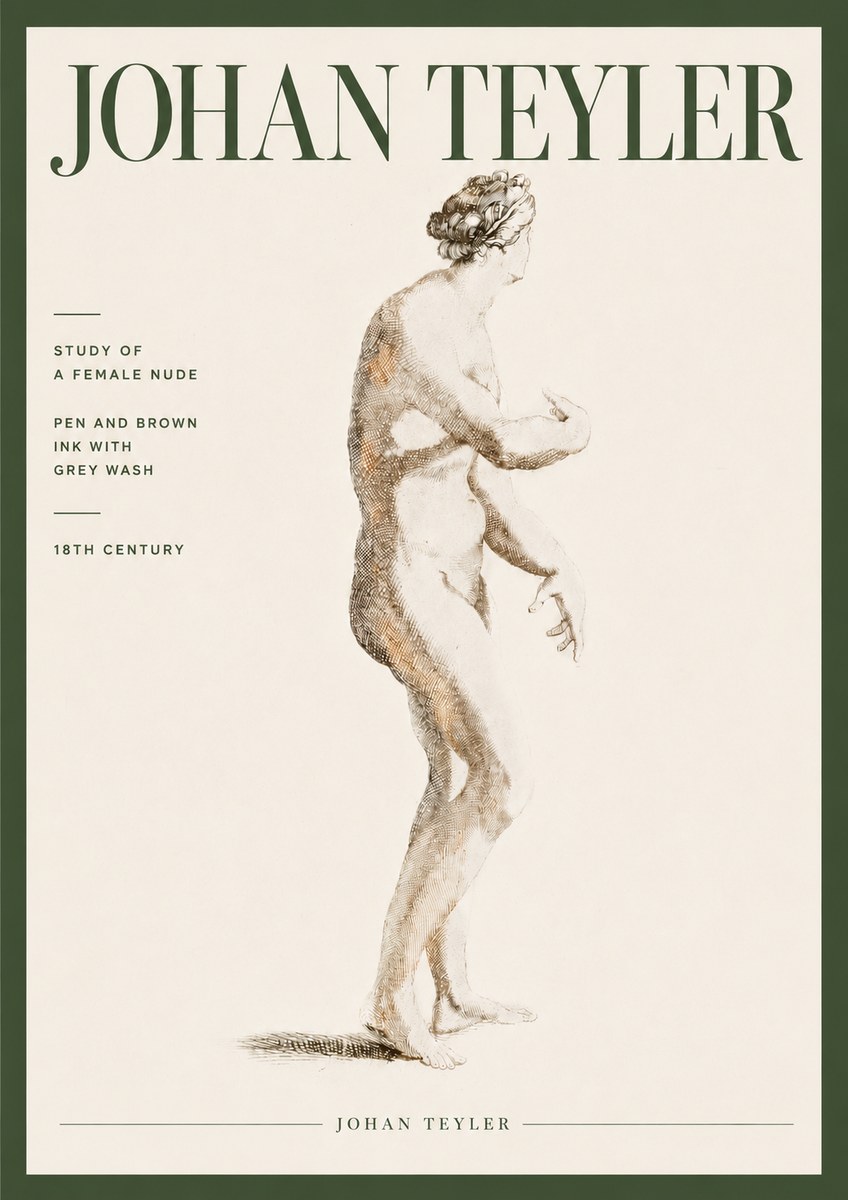 Johan Teyler Study of a Female Nude No4 - Juliste