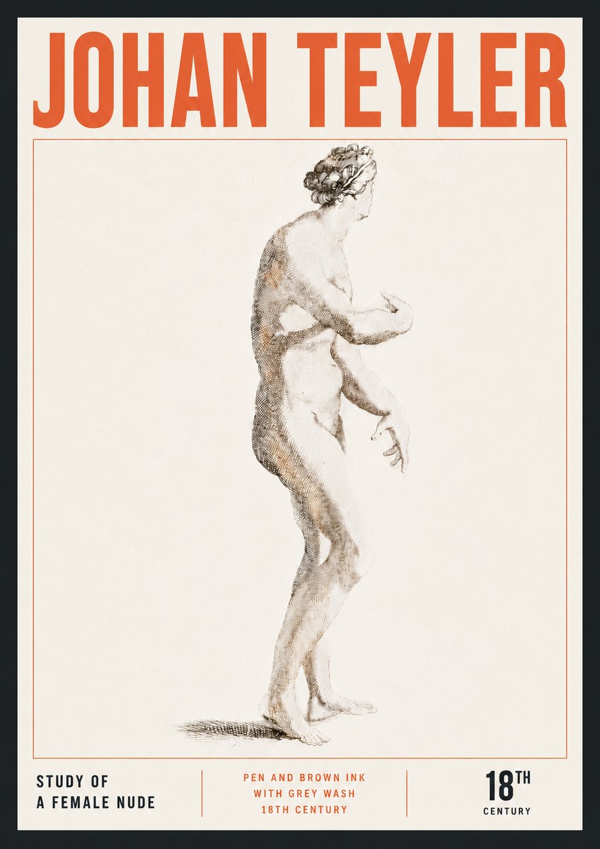 Johan Teyler Study of a Female Nude No5 - Juliste