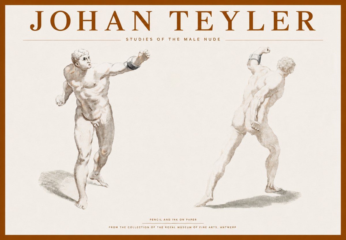 Johan Teyler Studies of the Male Nude No1 - Juliste
