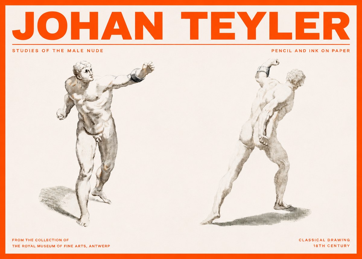 Johan Teyler Studies of the Male Nude No2 - Juliste