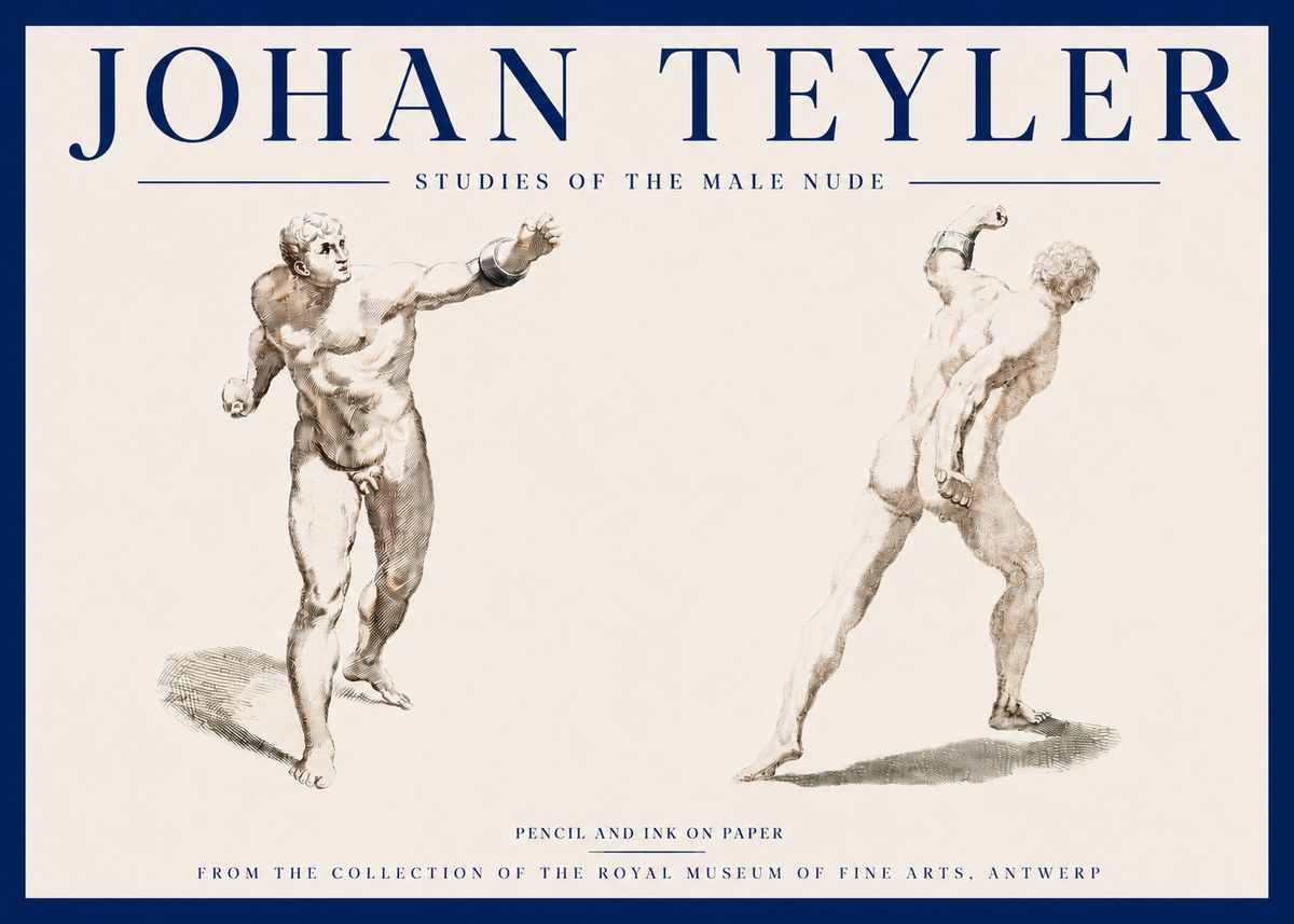 Johan Teyler Studies of the Male Nude No3 - Juliste