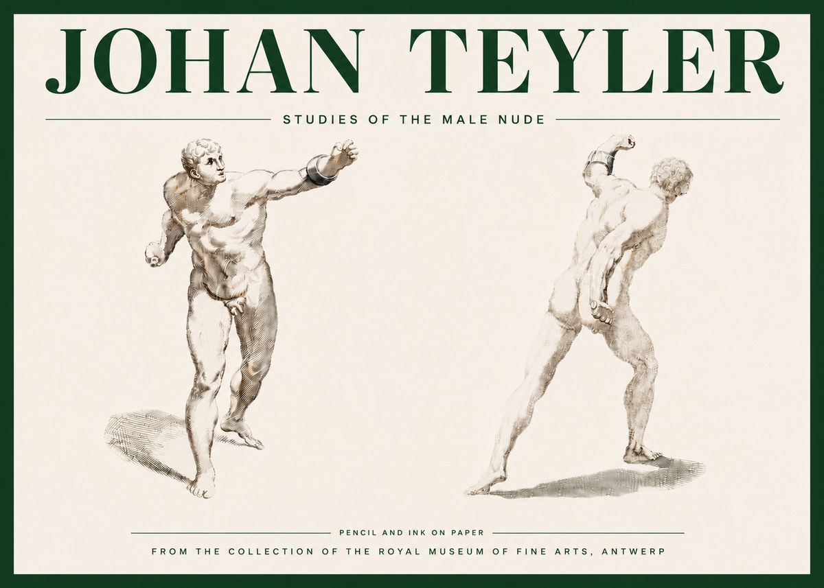 Johan Teyler Studies of the Male Nude No4 - Juliste