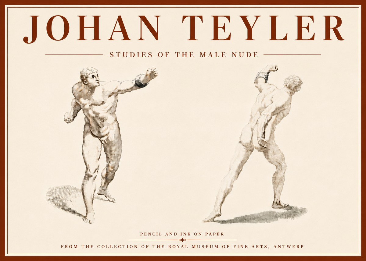 Johan Teyler Studies of the Male Nude No6 - Juliste