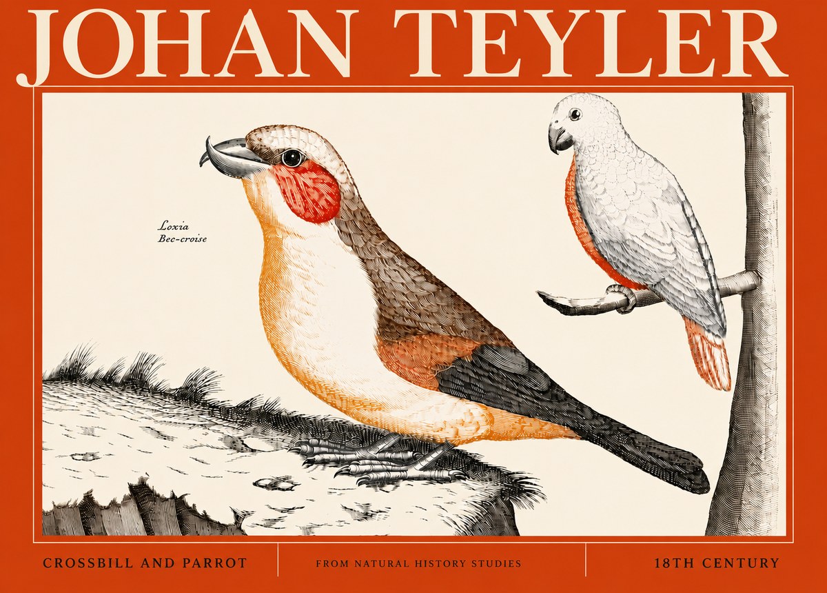 Johan Teyler Crossbill and Parrot No4 - Juliste